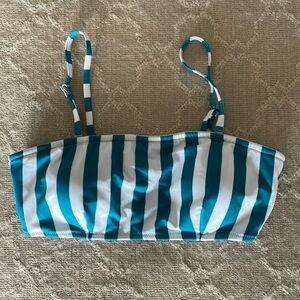 Cupshe Striped Green and White Bandeau Bikini Top